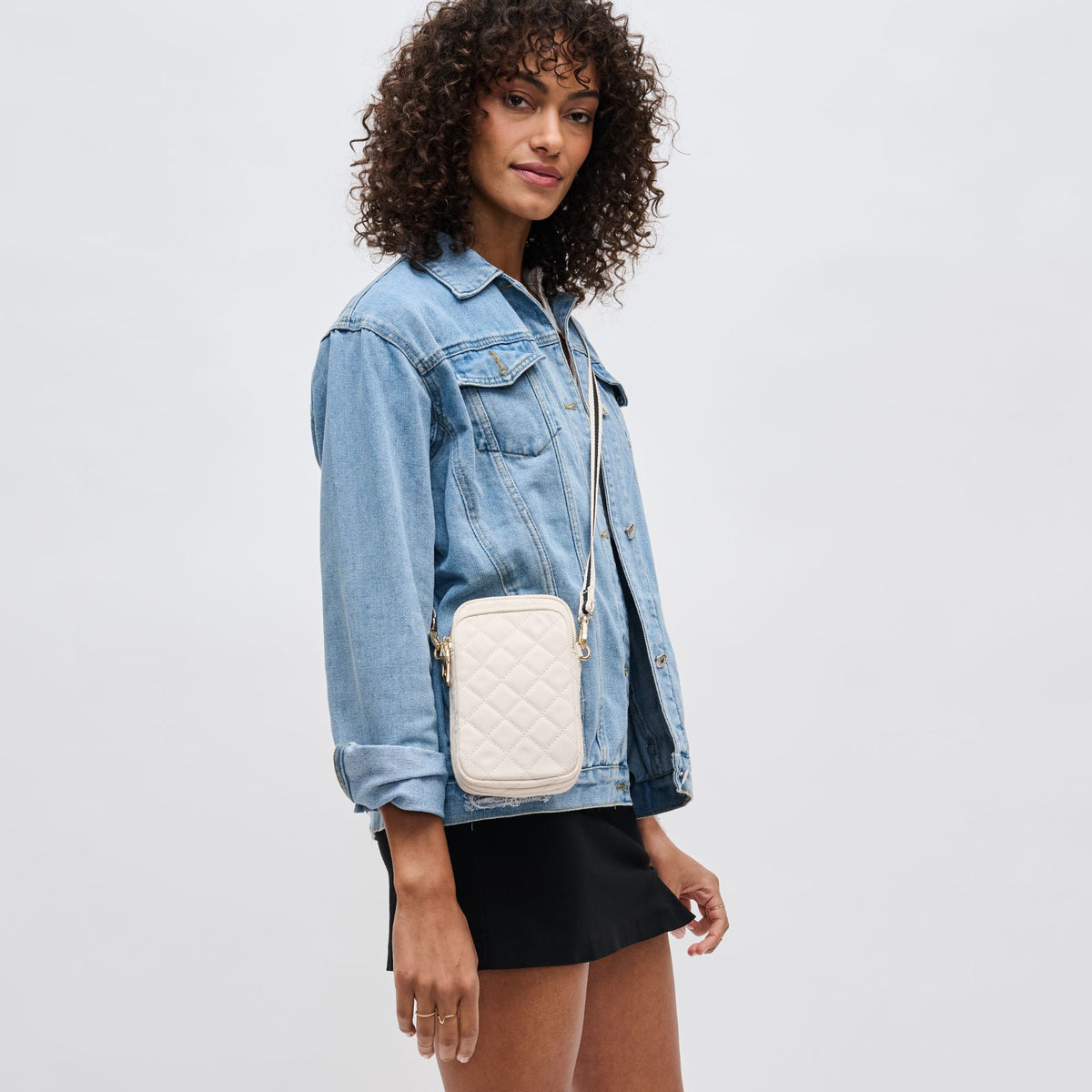Woman wearing Cream Sol and Selene Divide & Conquer - Quilted Crossbody 841764109345 View 2 | Cream