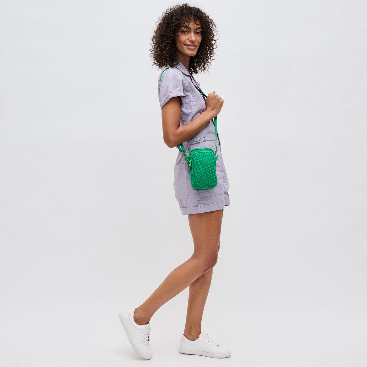 Woman wearing Kelly Green Sol and Selene Divide & Conquer - Woven Neoprene Crossbody 841764108751 View 3 | Kelly Green