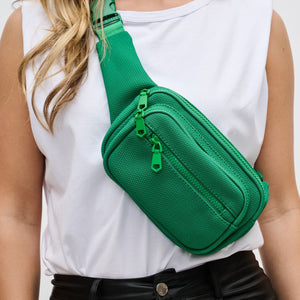 Woman wearing Green Sol and Selene Hip Hugger - Neoprene Mesh Belt Bag 841764109840 View 4 | Green