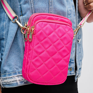 Woman wearing Magenta Sol and Selene Divide & Conquer - Quilted Crossbody 841764108027 View 4 | Magenta