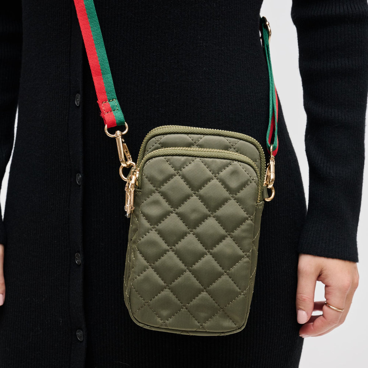 Woman wearing Sage Sol and Selene Divide & Conquer - Quilted Crossbody 841764107471 View 4 | Sage