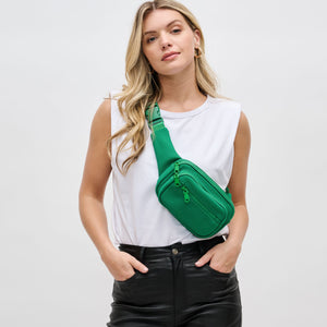 Woman wearing Green Sol and Selene Hip Hugger - Neoprene Mesh Belt Bag 841764109840 View 1 | Green