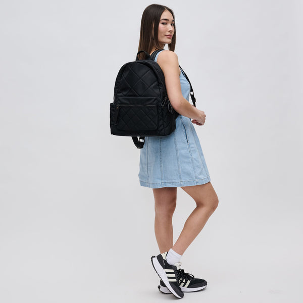 NWT SOL & SELENE Nylon Motivator Quilted Black Marble Printed Large Backpack Motivator - Large - Sol and Selene main image 4
