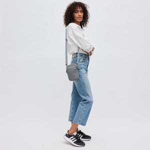 Woman wearing Grey Sol and Selene Divide & Conquer - Woven Neoprene Crossbody 841764108737 View 3 | Grey