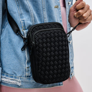 Woman wearing Black Sol and Selene Divide & Conquer - Woven Neoprene Crossbody 841764108706 View 1 | Black