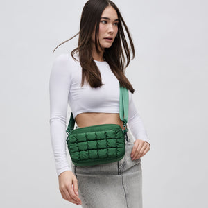 Woman wearing Emerald Sol and Selene Inspiration - Quilted Nylon Crossbody 841764108393 View 2 | Emerald