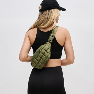 Woman wearing Olive Sol and Selene Resurgence Belt Bag 841764109635 View 2 | Olive