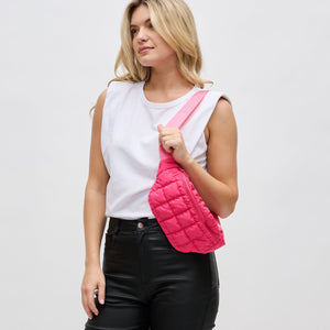 Woman wearing Hot Pink Sol and Selene Resurgence Belt Bag 841764109727 View 3 | Hot Pink