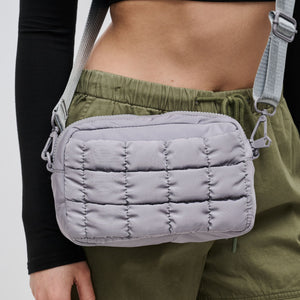 Woman wearing Grey Sol and Selene Inspiration - Quilted Nylon Crossbody 841764109437 View 4 | Grey