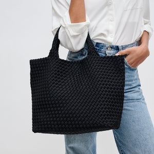 Woman wearing Black Sol and Selene Sky's The Limit - Medium Tote 841764107778 View 1 | Black