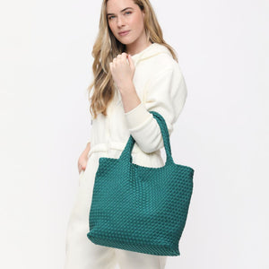 Woman wearing Forest Sol and Selene Sky's The Limit - Medium Tote 841764108195 View 3 | Forest