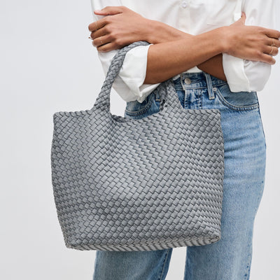 Woman wearing Grey Sol and Selene Sky's The Limit - Medium Tote 841764108171 View 1 | Grey