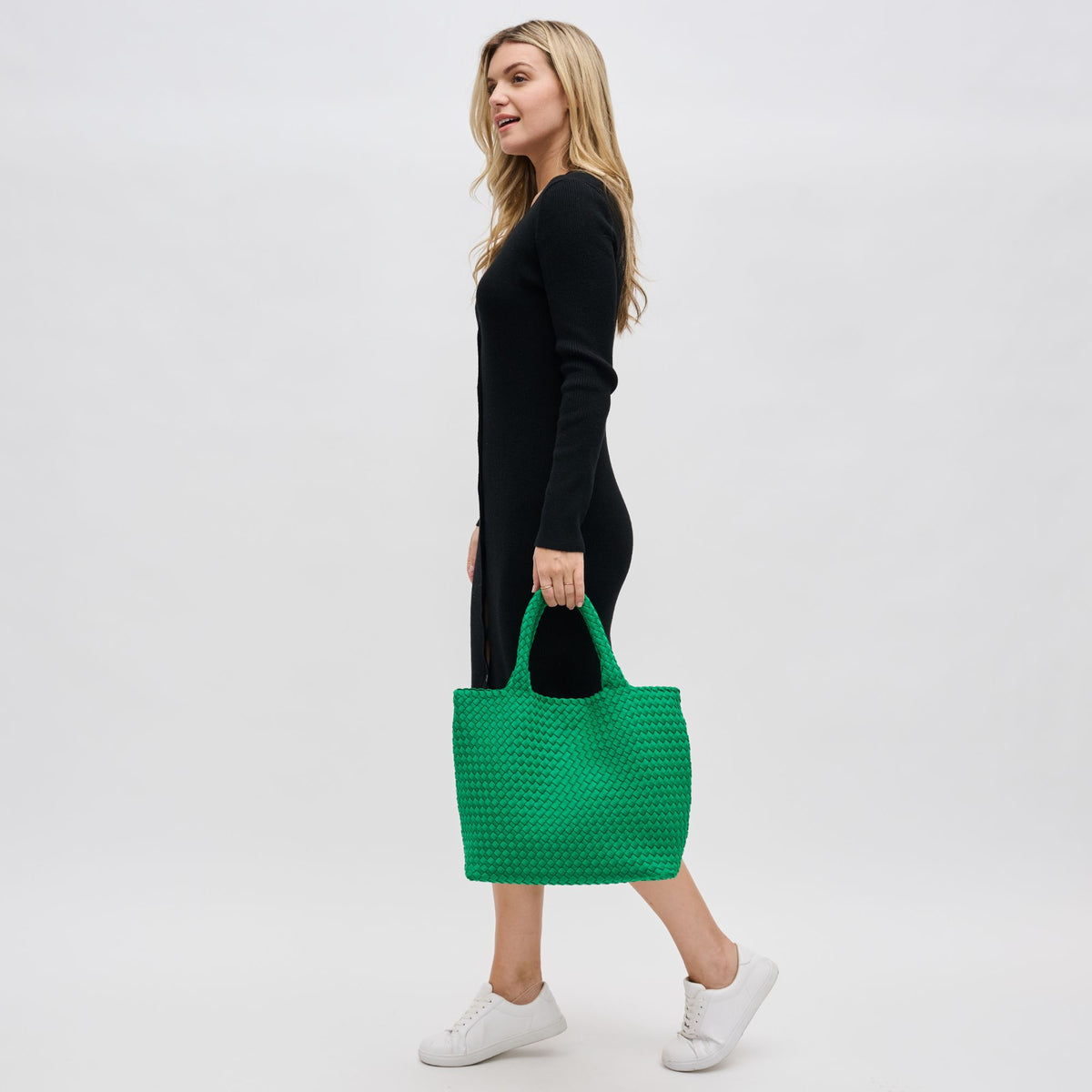 Woman wearing Kelly Green Sol and Selene Sky's The Limit - Medium Tote 841764108805 View 2 | Kelly Green