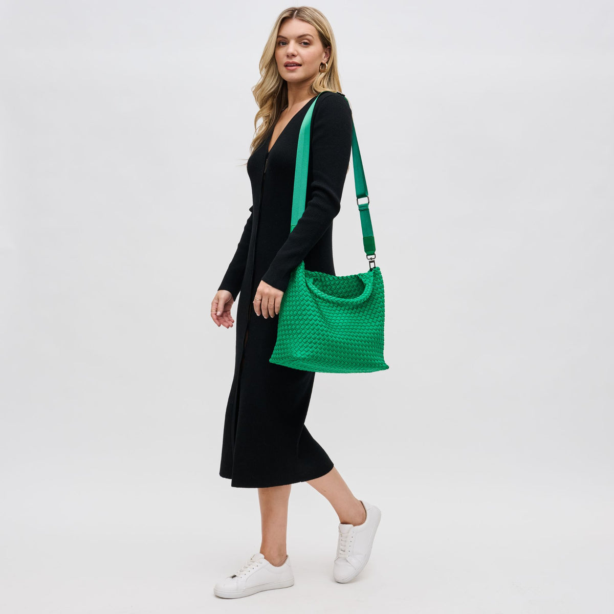 Woman wearing Kelly Green Sol and Selene Sky's The Limit - Medium Tote 841764108805 View 4 | Kelly Green