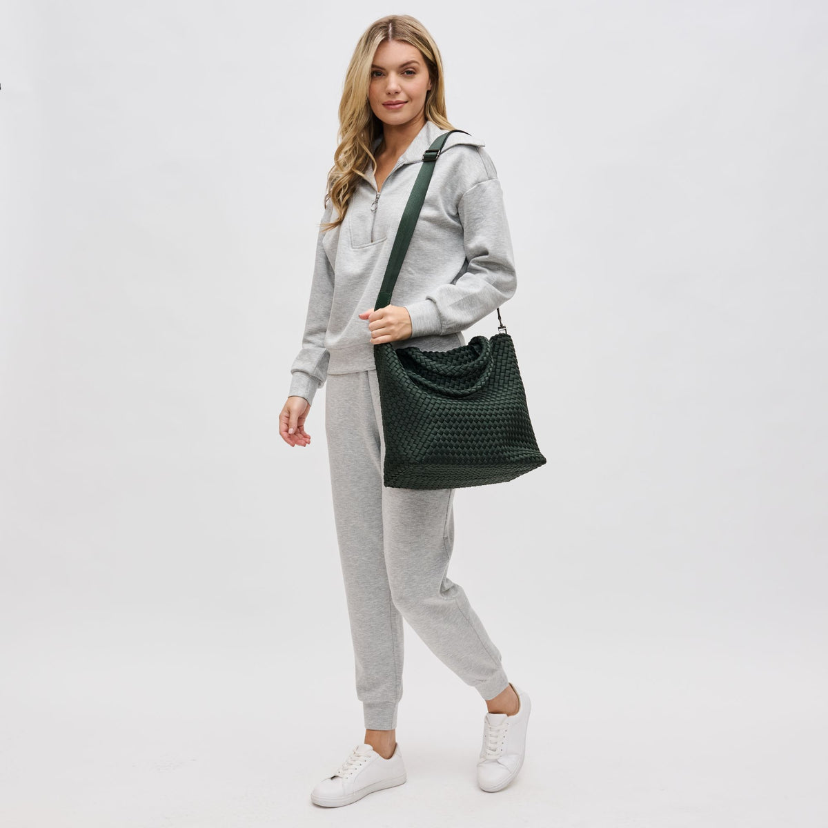 Woman wearing Olive Sol and Selene Sky's The Limit - Medium Tote 841764108843 View 4 | Olive