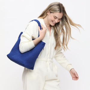 Woman wearing Royal Blue Sol and Selene Sky's The Limit - Medium Tote 841764108201 View 2 | Royal Blue