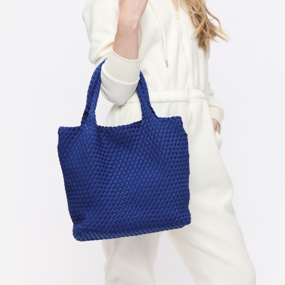 Woman wearing Royal Blue Sol and Selene Sky's The Limit - Medium Tote 841764108201 View 3 | Royal Blue