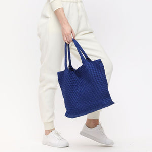Woman wearing Royal Blue Sol and Selene Sky's The Limit - Medium Tote 841764108201 View 4 | Royal Blue