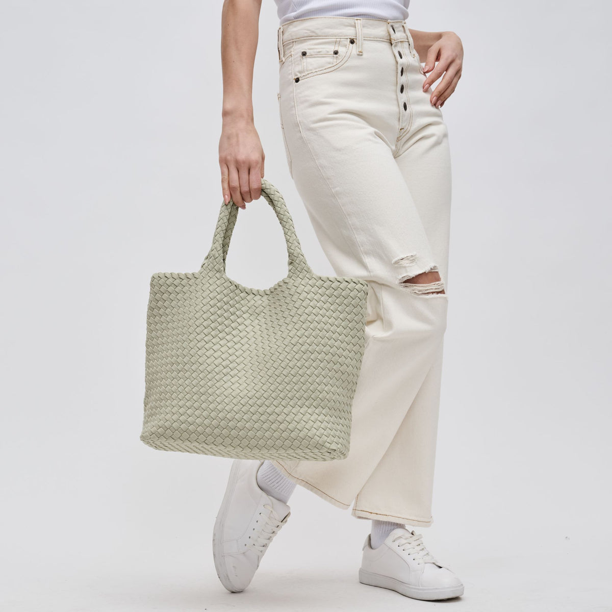 Woman wearing Sage Sol and Selene Sky's The Limit - Medium Tote 841764108867 View 4 | Sage