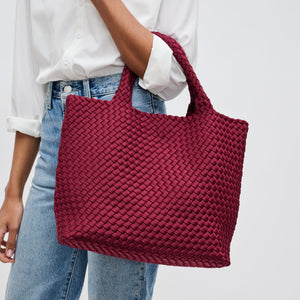 Woman wearing Wine Sol and Selene Sky's The Limit - Medium Tote 841764108850 View 1 | Wine