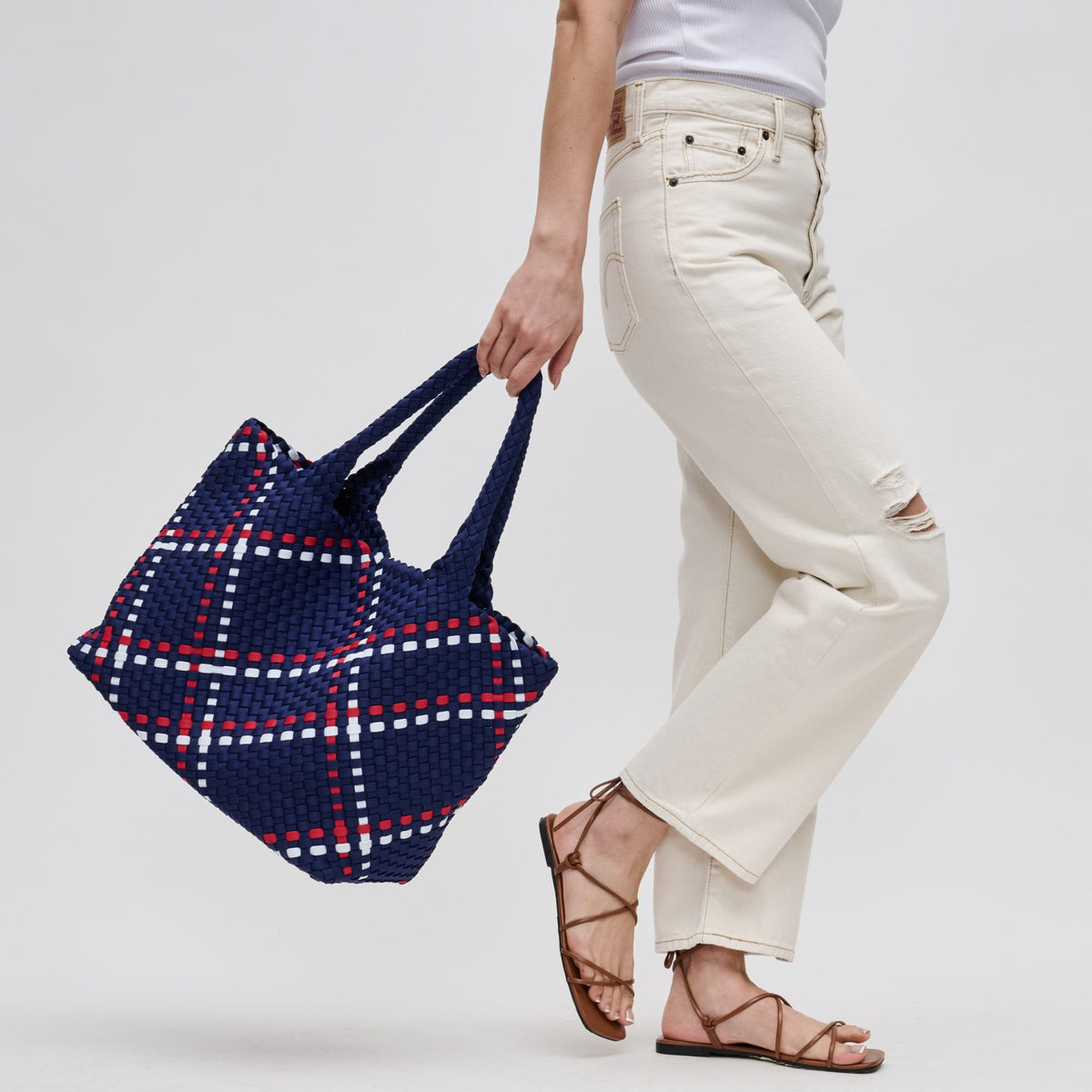 Woman wearing Americana Sol and Selene Sky's The Limit - Large Tote 841764109307 View 3 | Americana