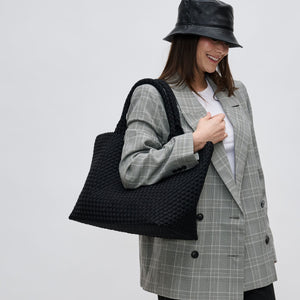 Woman wearing Black Sol and Selene Sky's The Limit - Large Tote 841764107822 View 2 | Black
