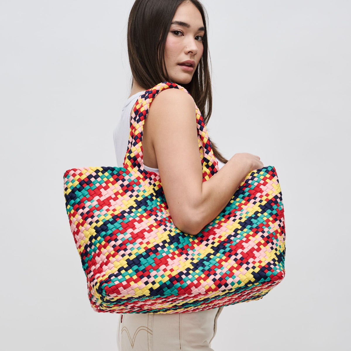 Woman wearing Candy Sol and Selene Sky's The Limit - Large Tote 841764109321 View 3 | Candy