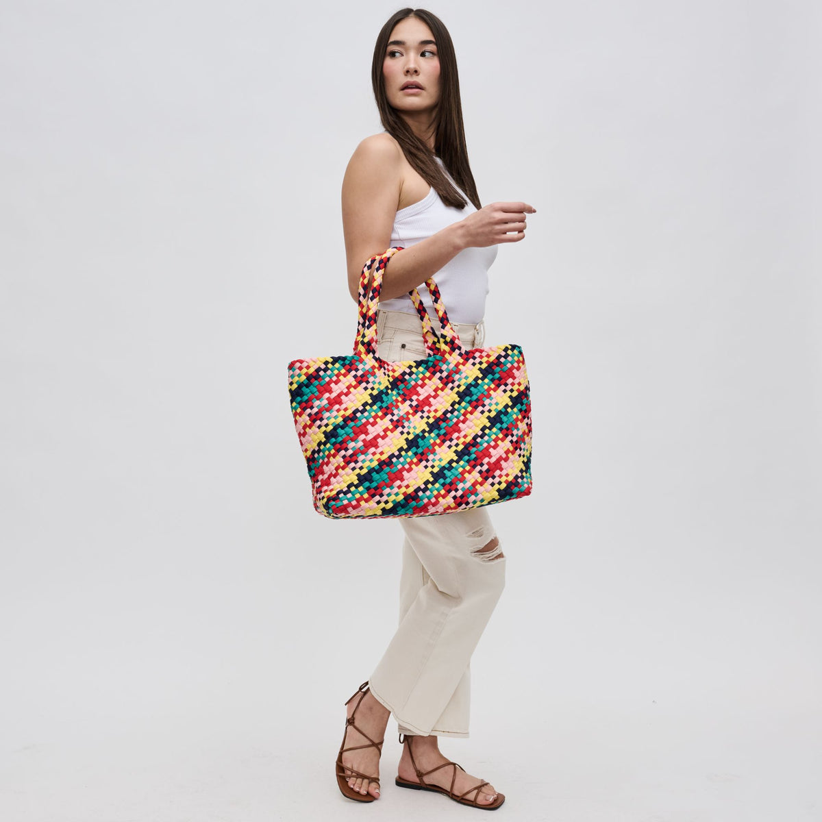 Woman wearing Candy Sol and Selene Sky's The Limit - Large Tote 841764109321 View 4 | Candy