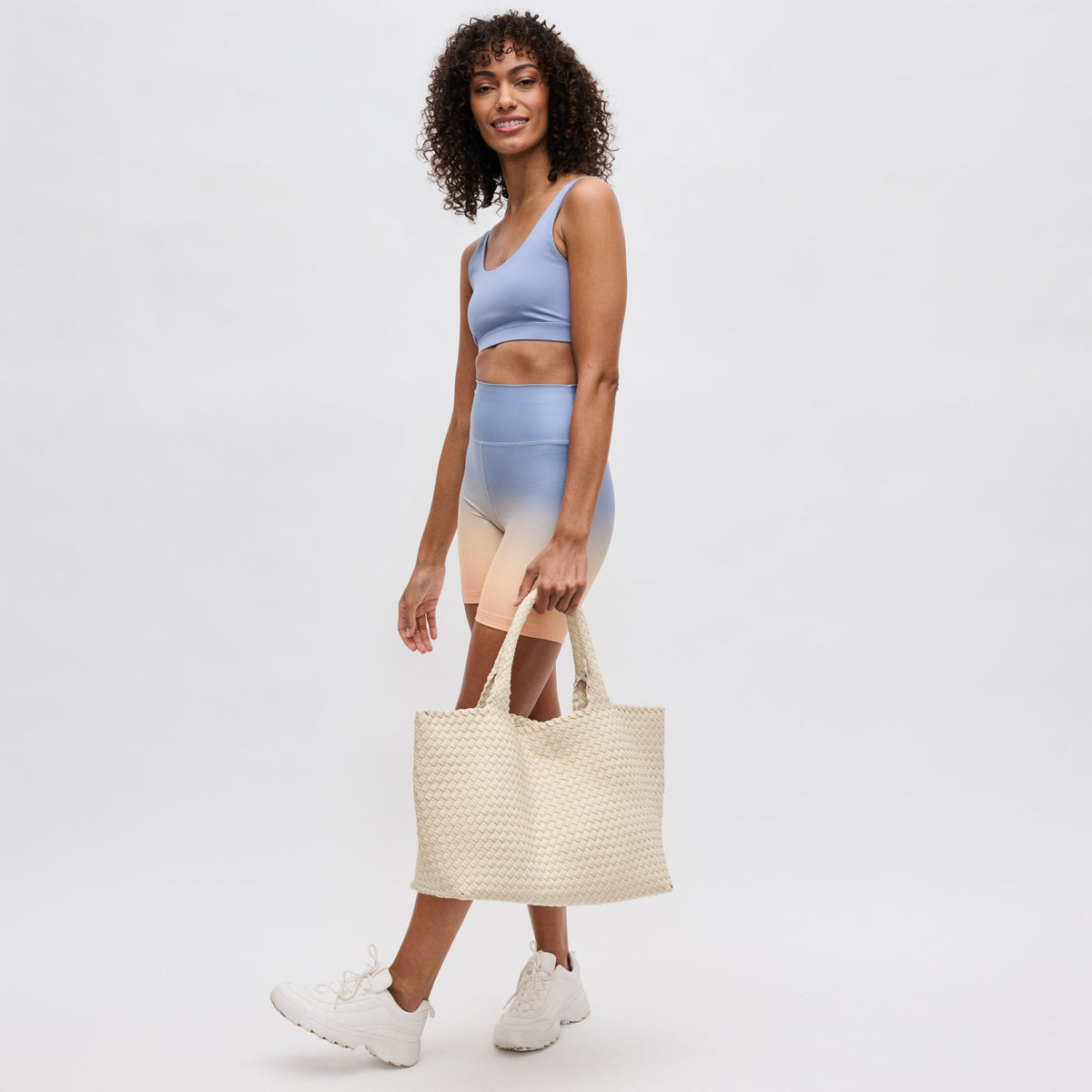 Woman wearing Cream Sol and Selene Sky's The Limit - Large Tote 841764109253 View 3 | Cream