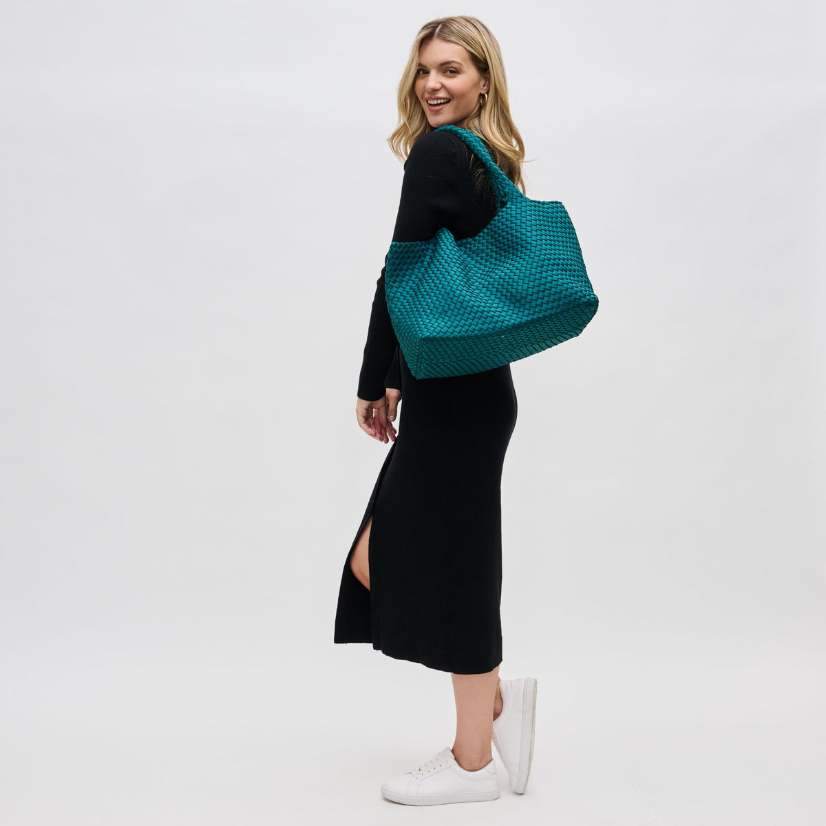 Woman wearing Forest Sol and Selene Sky's The Limit - Large Tote 841764108232 View 2 | Forest