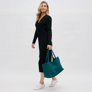 Woman wearing Forest Sol and Selene Sky's The Limit - Large Tote 841764108232 View 3 | Forest