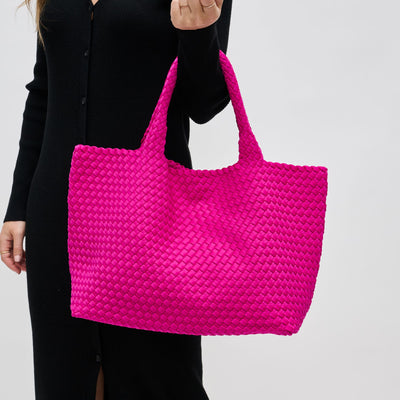 Woman wearing Fuchsia Sol and Selene Sky's The Limit - Large Tote 841764107860 View 1 | Fuchsia
