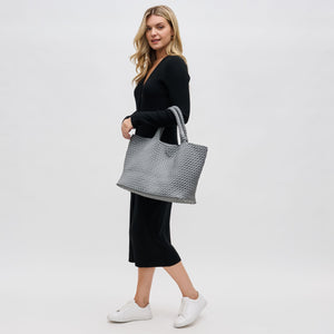 Woman wearing Grey Sol and Selene Sky's The Limit - Large Tote 841764108218 View 3 | Grey