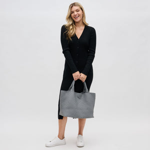 Woman wearing Grey Sol and Selene Sky's The Limit - Large Tote 841764108218 View 4 | Grey
