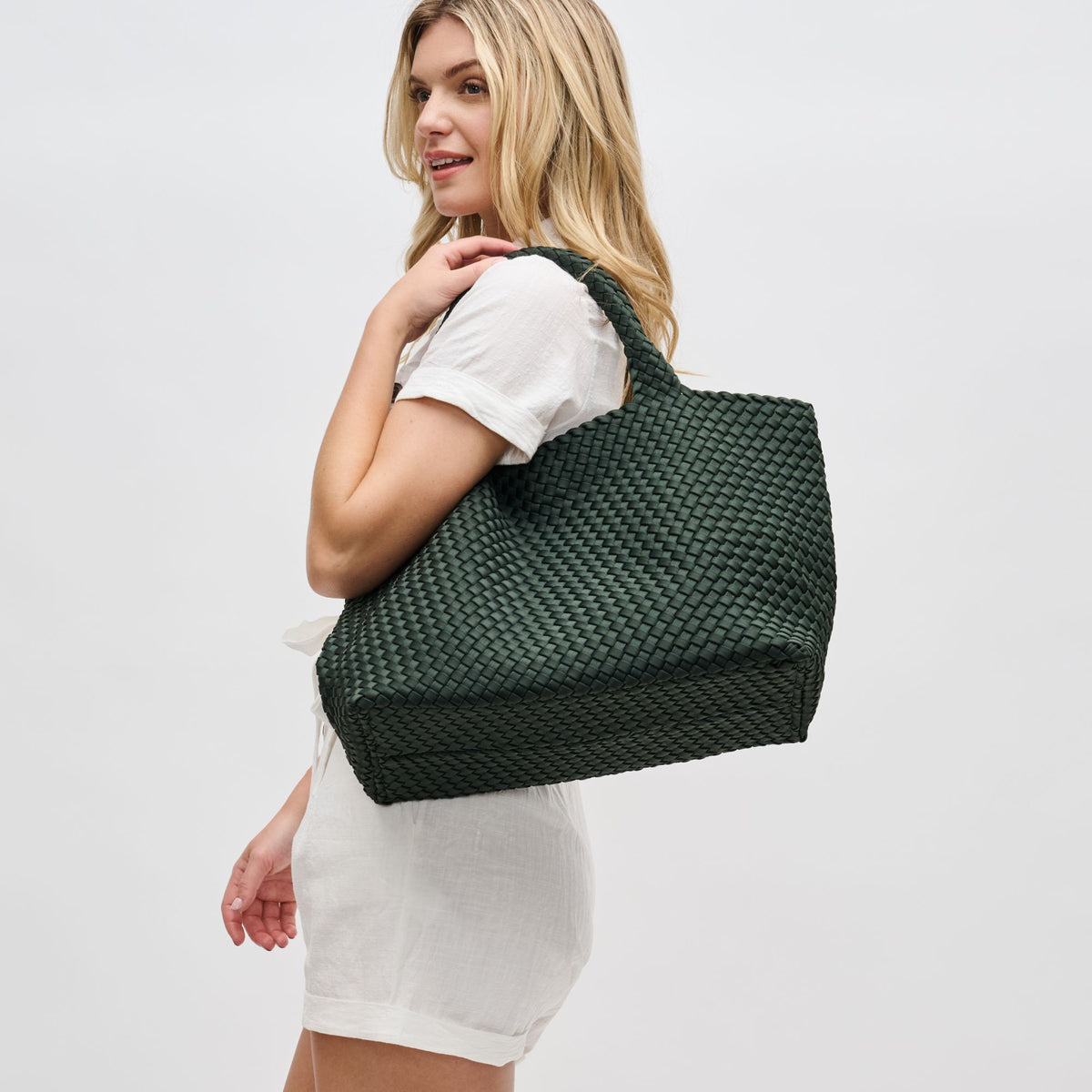 Woman wearing Olive Sol and Selene Sky's The Limit - Large Tote 841764108911 View 2 | Olive