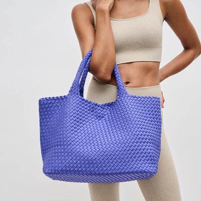 Woman wearing Periwinkle Sol and Selene Sky's The Limit - Large Tote 841764108881 View 1 | Periwinkle