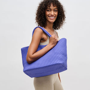 Woman wearing Periwinkle Sol and Selene Sky's The Limit - Large Tote 841764108881 View 2 | Periwinkle