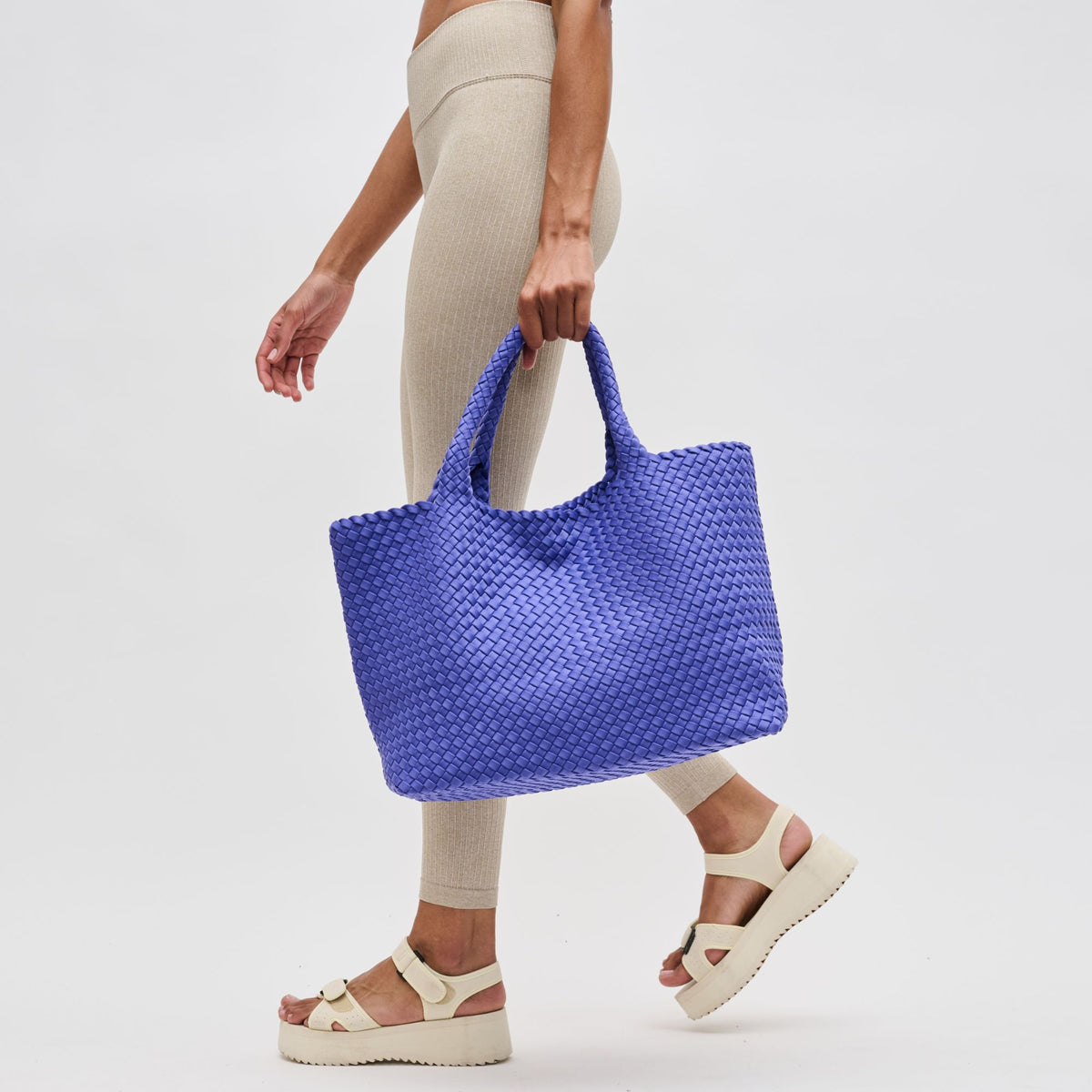Woman wearing Periwinkle Sol and Selene Sky's The Limit - Large Tote 841764108881 View 4 | Periwinkle