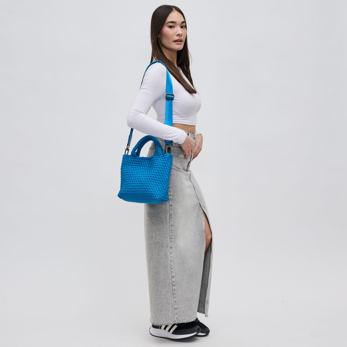 Woman wearing Ocean Sol and Selene Sky's The Limit - Small Crossbody 841764109017 View 2 | Ocean