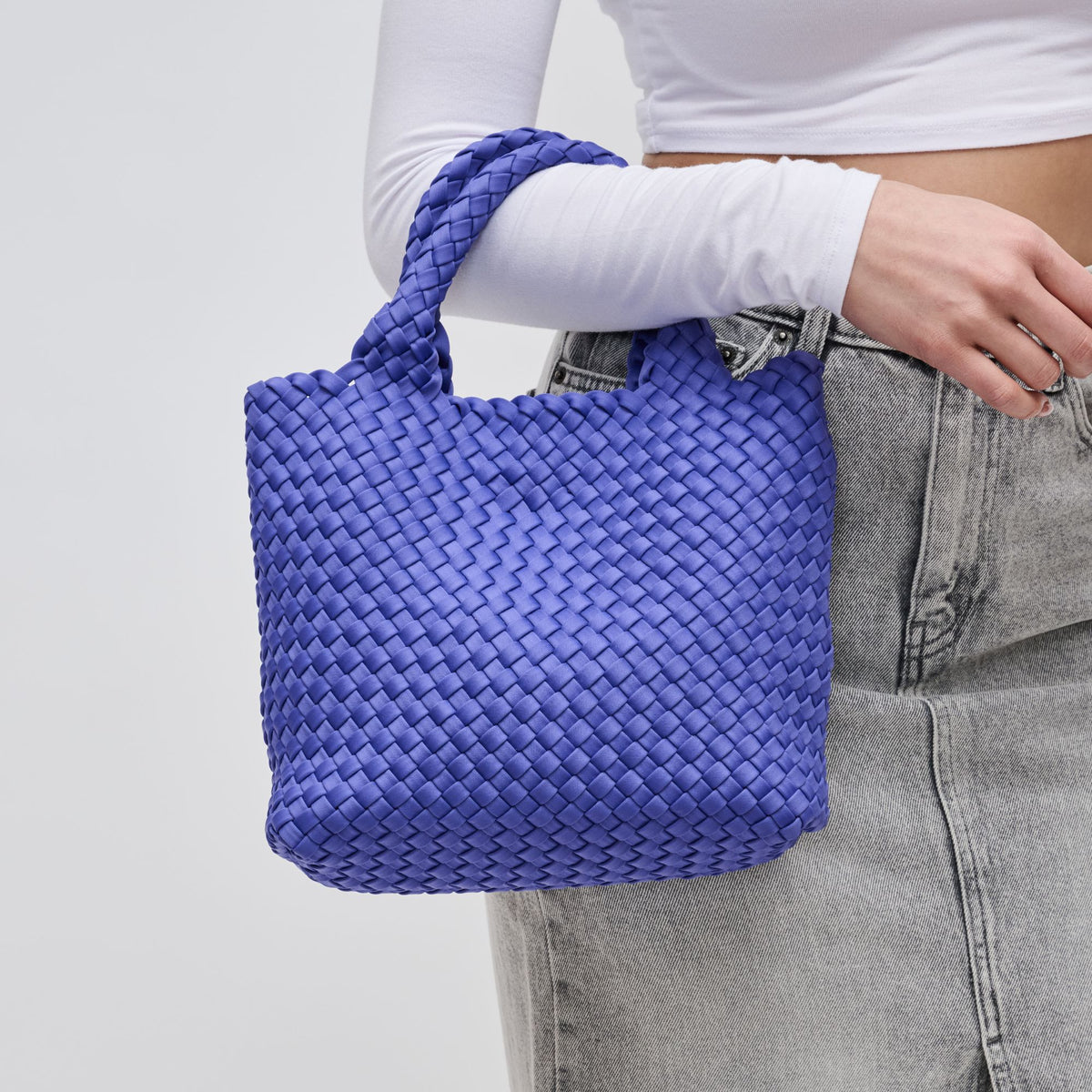 Woman wearing Periwinkle Sol and Selene Sky's The Limit - Small Crossbody 841764108997 View 4 | Periwinkle