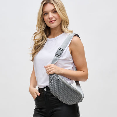 Woman wearing Grey Sol and Selene Aim High Belt Bag 841764108133 View 1 | Grey