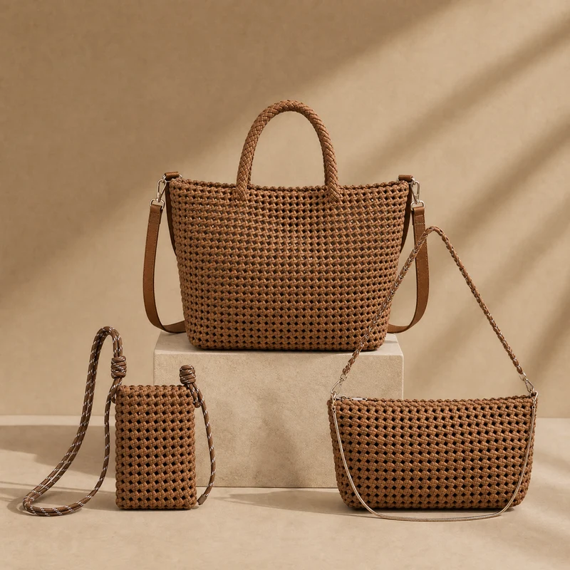 A brown handbag set