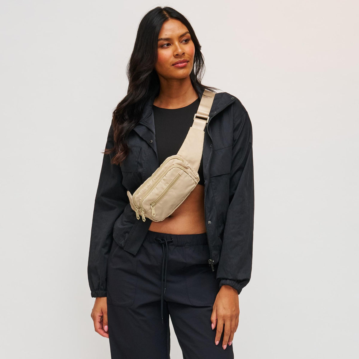 Woman wearing Nude Sol and Selene Hip Hugger Belt Bag 841764108300 View 2 | Nude