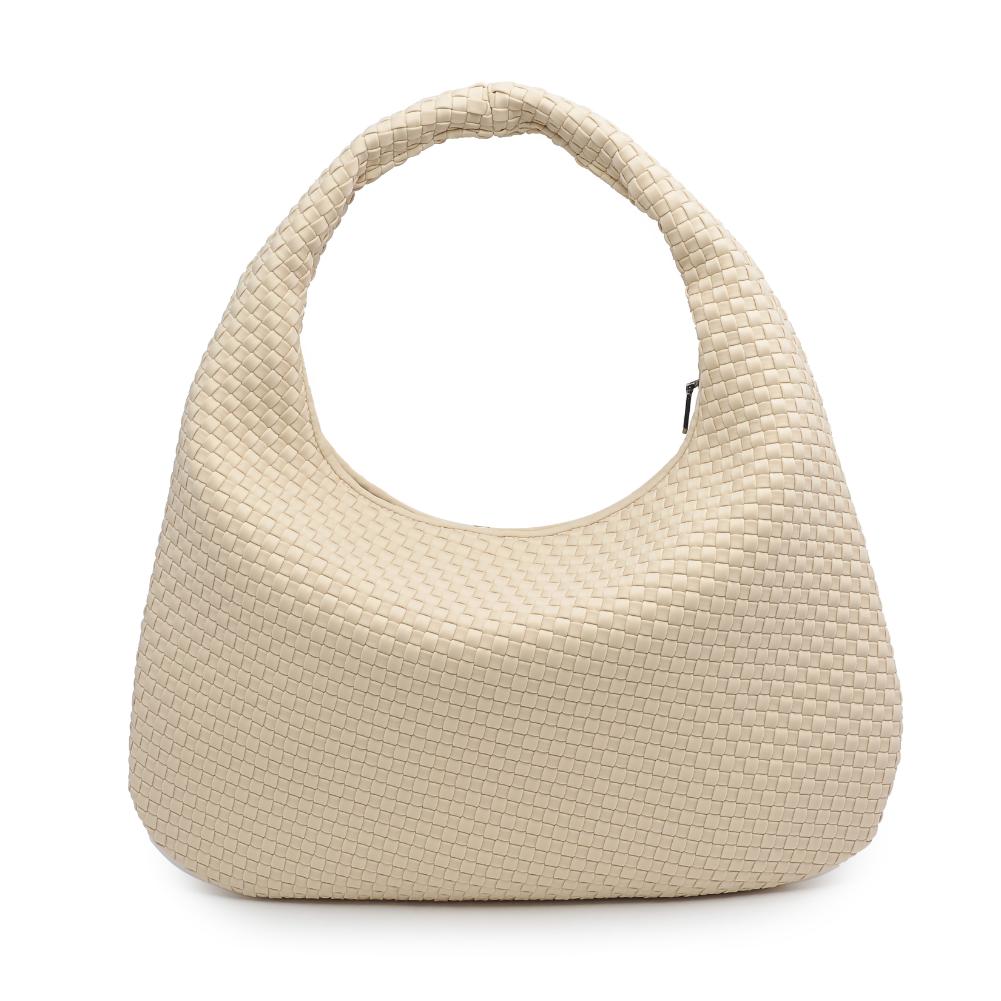 Woman wearing Cream Sol and Selene Dare to Dream - Large Woven Neoprene Hobo 841764110921 View 7 | Cream