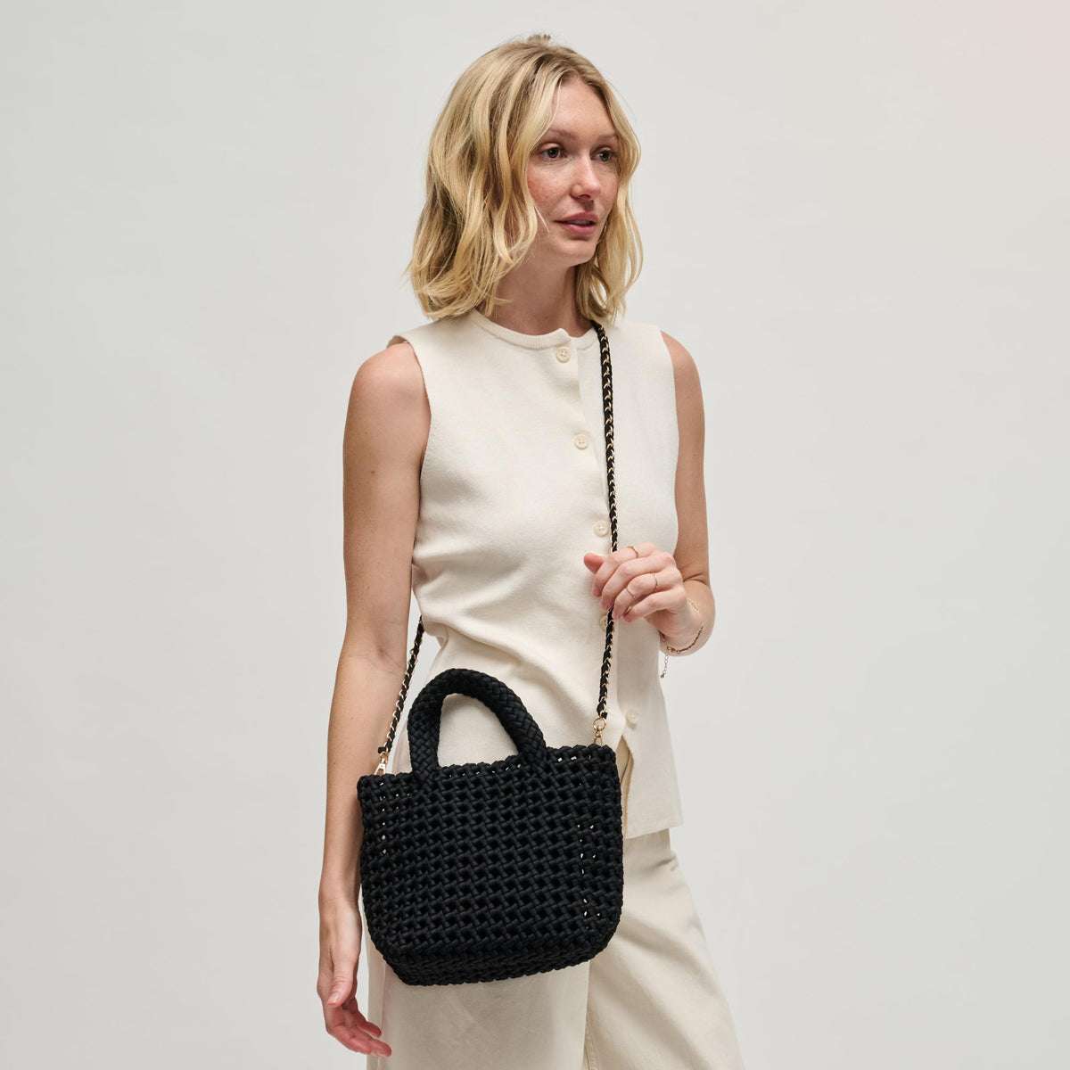 Woman wearing Black Sol and Selene Ambrosia Small Crossbody 841764112666 View 3 | Black