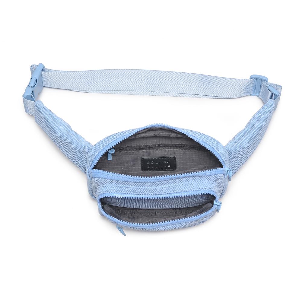 Woman wearing Sky Blue Sol and Selene Hip Hugger - Neoprene Mesh Belt Bag 841764109857 View 9 | Sky Blue