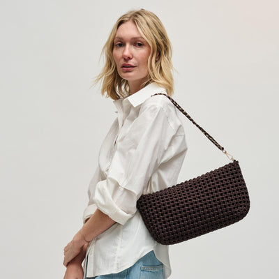 Woman wearing Chocolate Sol and Selene Eclipse Shoulder Bag 841764112871 View 1 | Chocolate