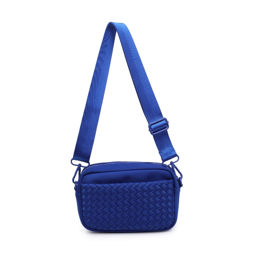 Woman wearing Royal Blue Sol and Selene Inspiration - Woven Neoprene Crossbody 841764108362 View 7 | Royal Blue