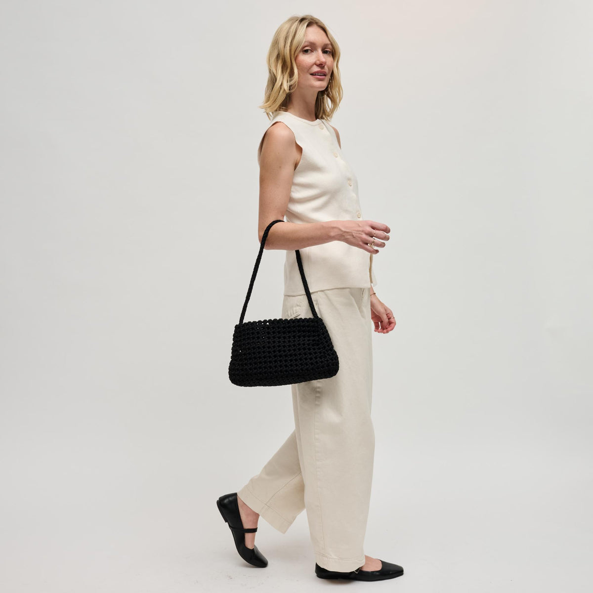 Woman wearing Black Sol and Selene Solara Shoulder Bag 841764112987 View 3 | Black