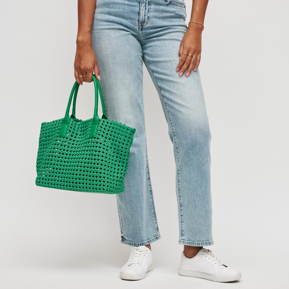 Woman wearing Kelly Green Sol and Selene Solstice - Medium Tote 841764109956 View 4 | Kelly Green